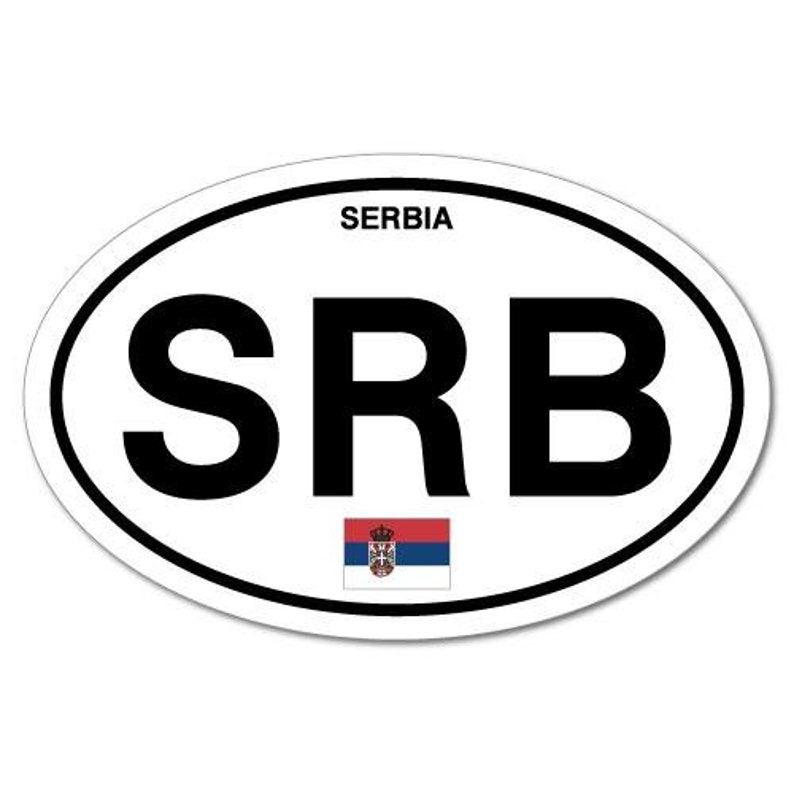 Srb Serbian Country Code Oval Sticker Serbia Belgrade Etsy