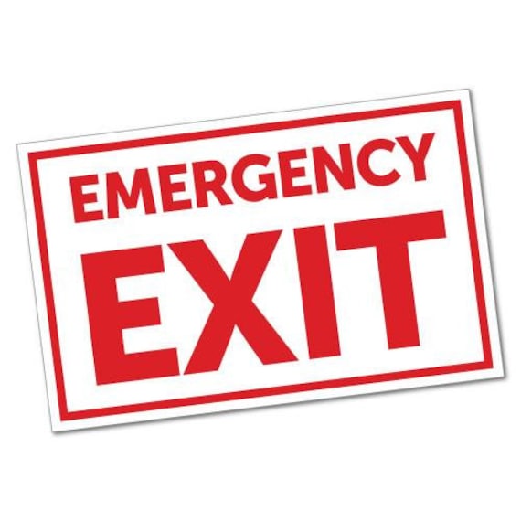 Emergency Exit Sticker Safety Warning Fire Exit Emergency Etsy