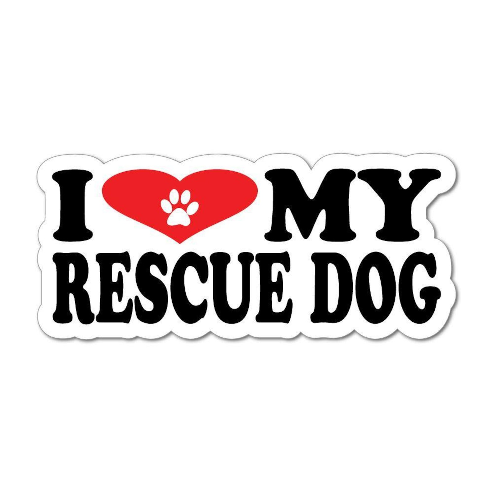I Love My Rescue Dog Paw Heart Best Friend Car Sticker Decal Etsy