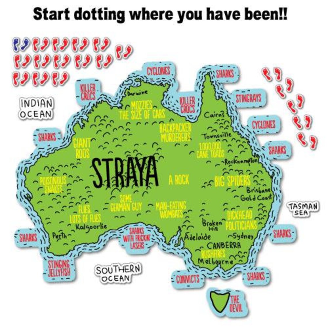 Funny Aussie Travel Map Sticker Australia Local Aussie Bogan Etsy