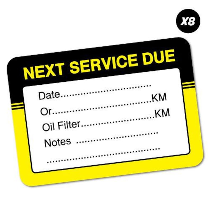 8X Next Service Due With Notes Sticker Service Reminders Etsy