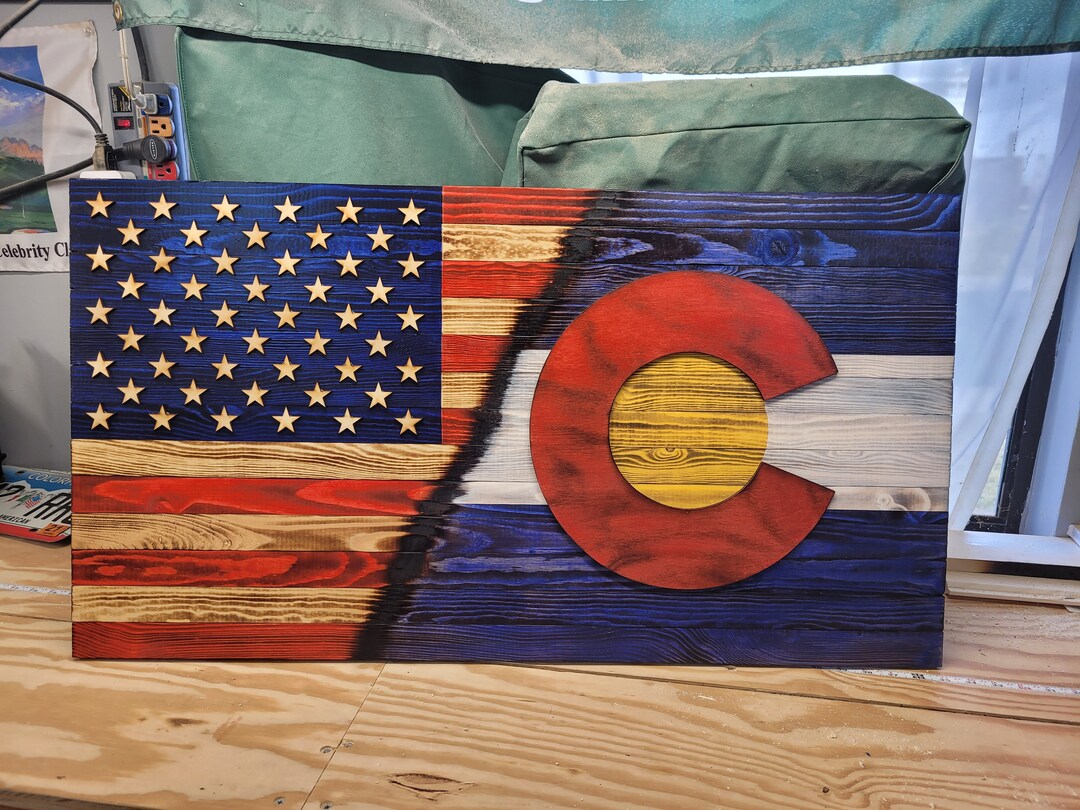 Wooden American/colorado Flag - Etsy
