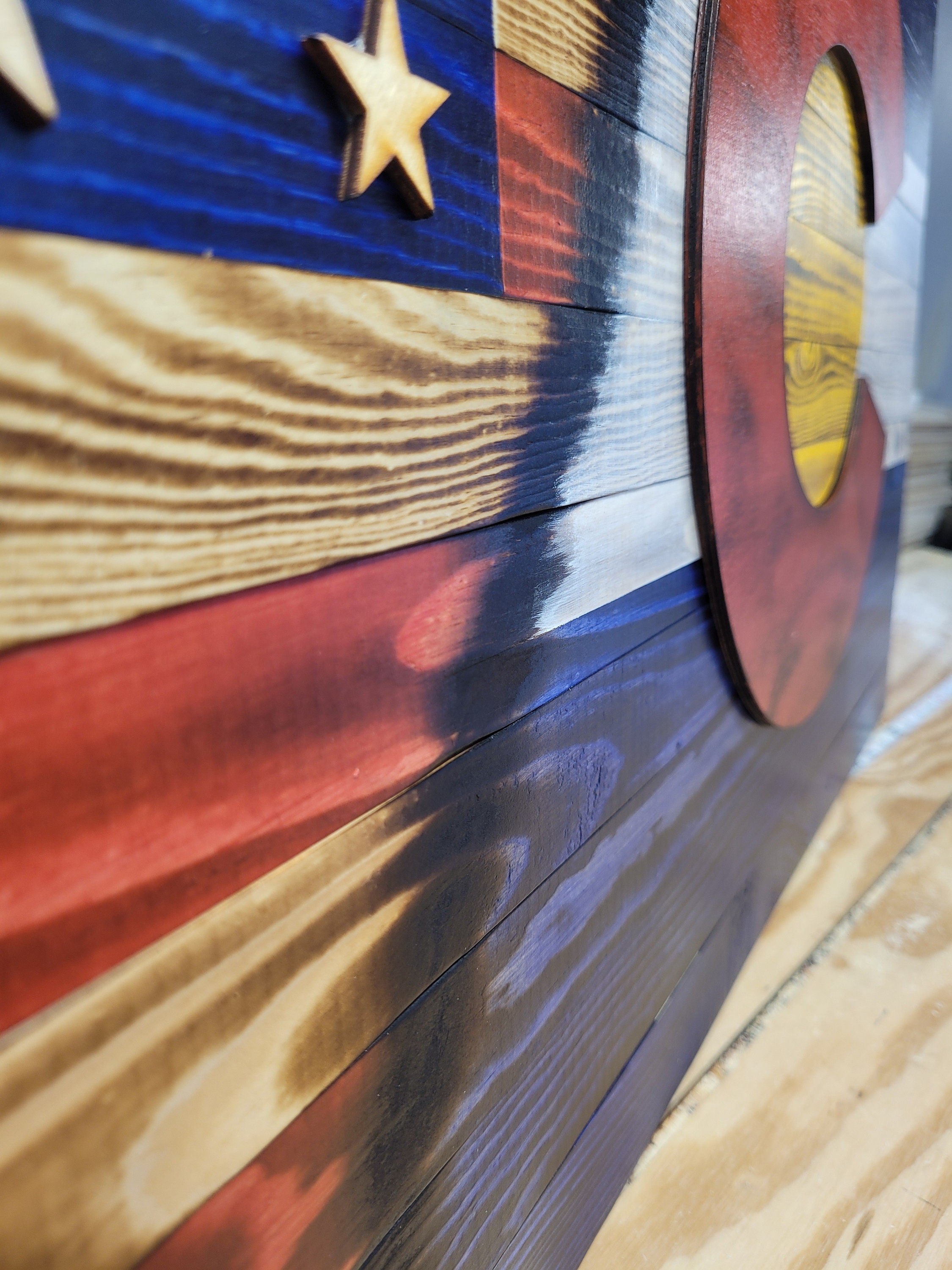 Wooden American/colorado Flag - Etsy