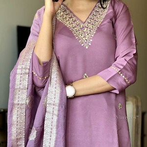 3 Pcs gorgeous Readymade Stitched kurti set Chanderi  silk weaved kurti with silk pant alongwith banarasi weaved dupatta