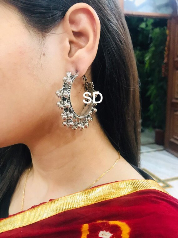 Pendientes Indios Jhumka Jhumki Floral Floral Tallado Pendientes Indios Jhumka Jhumki Floral Floral Tallado