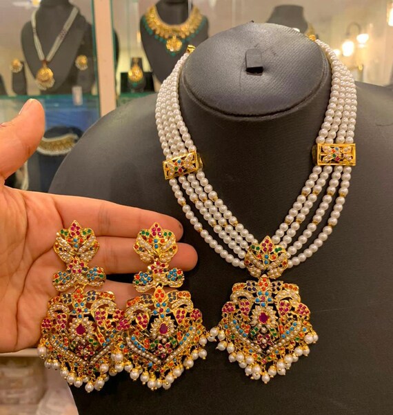 Hyderabadi set statement hyderabadi pendientes - Etsy España