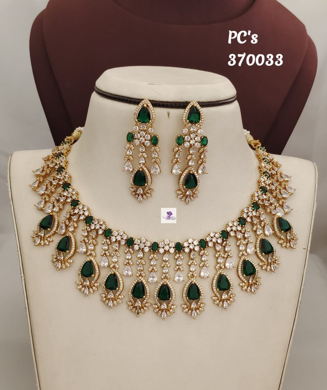 Emerald Green Bridal Jewelry Set CZ Wedding Necklace Set Etsy