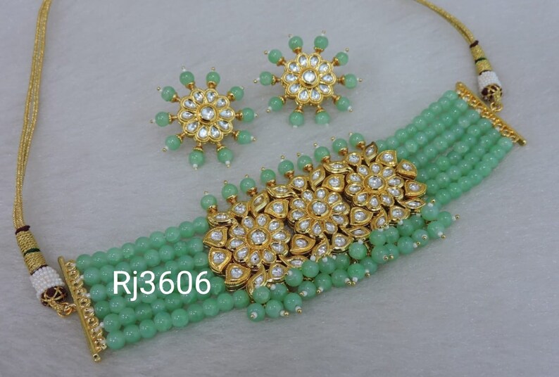 indian Jewelery,wedding ethnic jewellery Kundan Pearl Choker Earrings Set Wedding Bridal Jewellery Gift For Her