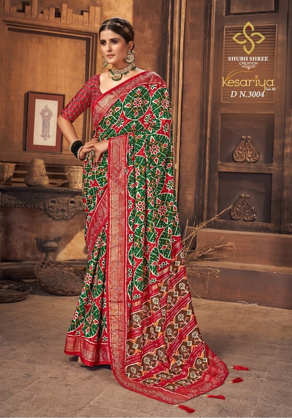 Beautiful Patola Silk Saree Wedding Saree Party Wear Saree With