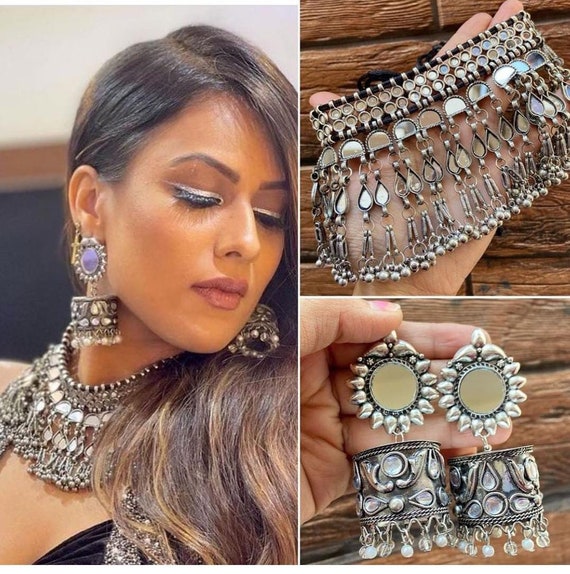 Top 155+ oxidised jewellery with long kurti