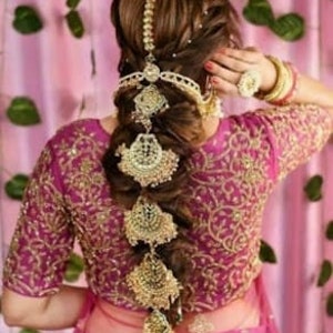 Kundan Hair accessories/Bridal accessories/Sabyasachi Jewelry/Kundan Hair Jewelry/Statement Jewelry/Rajasthani Jewelry/Braid