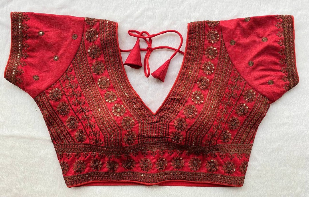 Embroidered Copper Zari Sequence Blouse for Weddings Bollywood Style