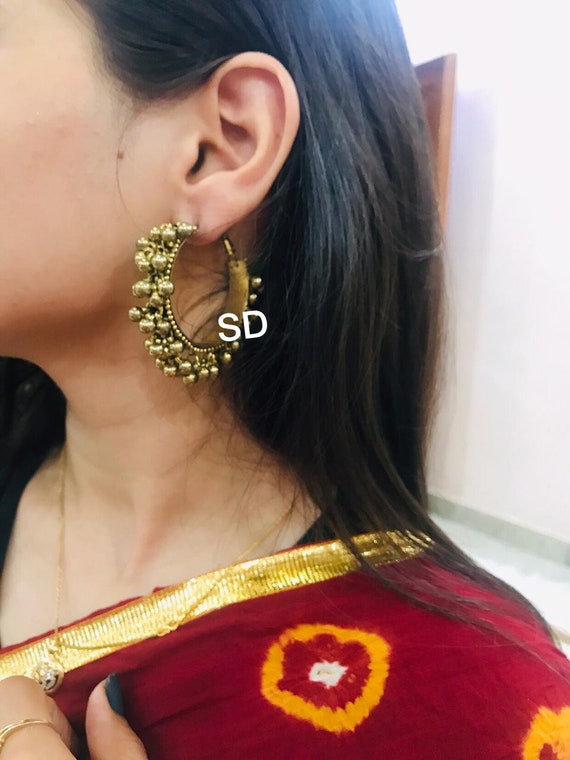 Pendientes Indios Jhumka Jhumki Floral Floral Tallado Pendientes Indios Jhumka Jhumki Floral Floral Tallado