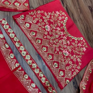 Red Crop Top With Dhoti Pants And Attached Dupatta Red Indian dress For Women Dhoti Pant for her image 7