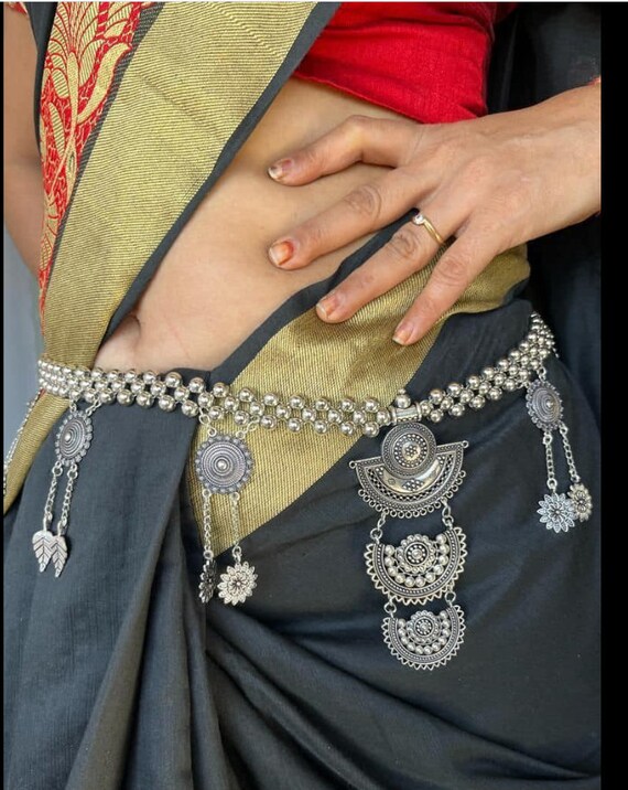 Oxidised waist best sale chain