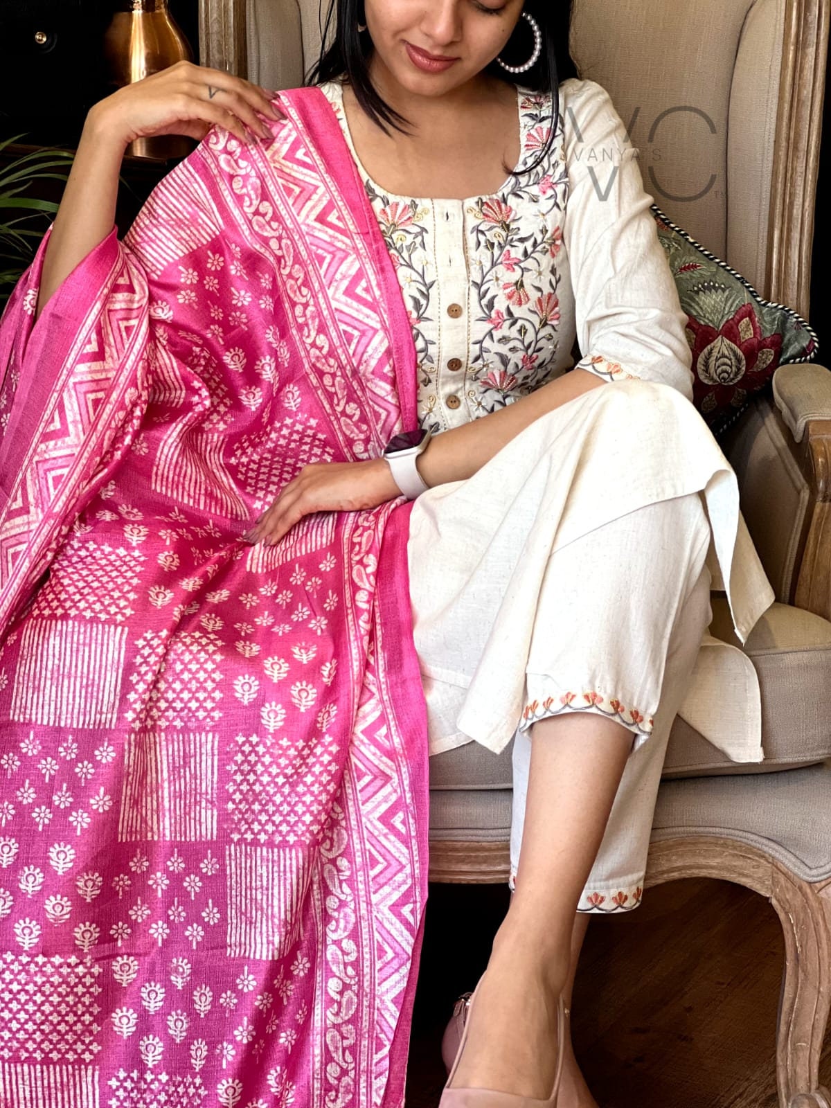 Indian Fusion Wear Sustainable Khadi Cotton Peplum Top With Tulip