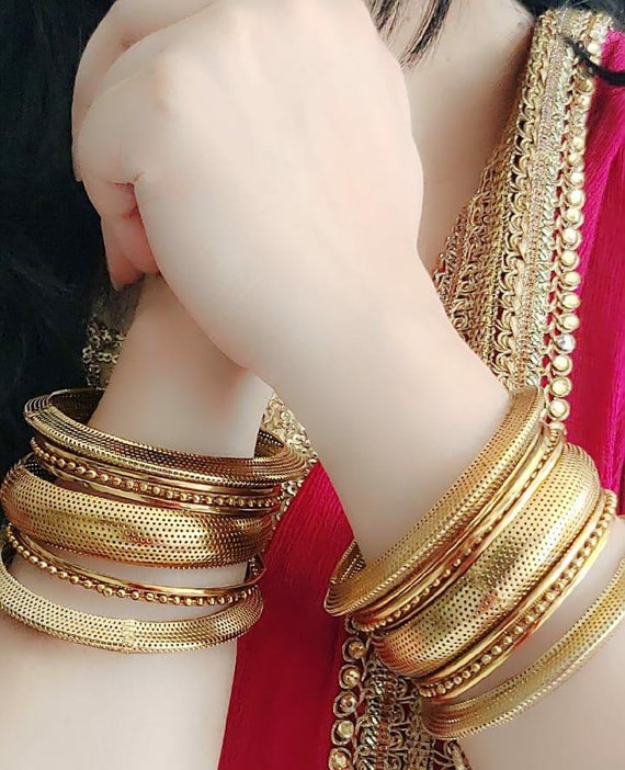 oxidized gold bangles