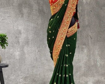Damen Indisch Bollywood Chiffon Ready Made Saree Designer Hochzeit rot schwarz grau Damen Indisch Bollywood Chiffon Ready Made Saree Designer Hochzeit rot schwarz grau