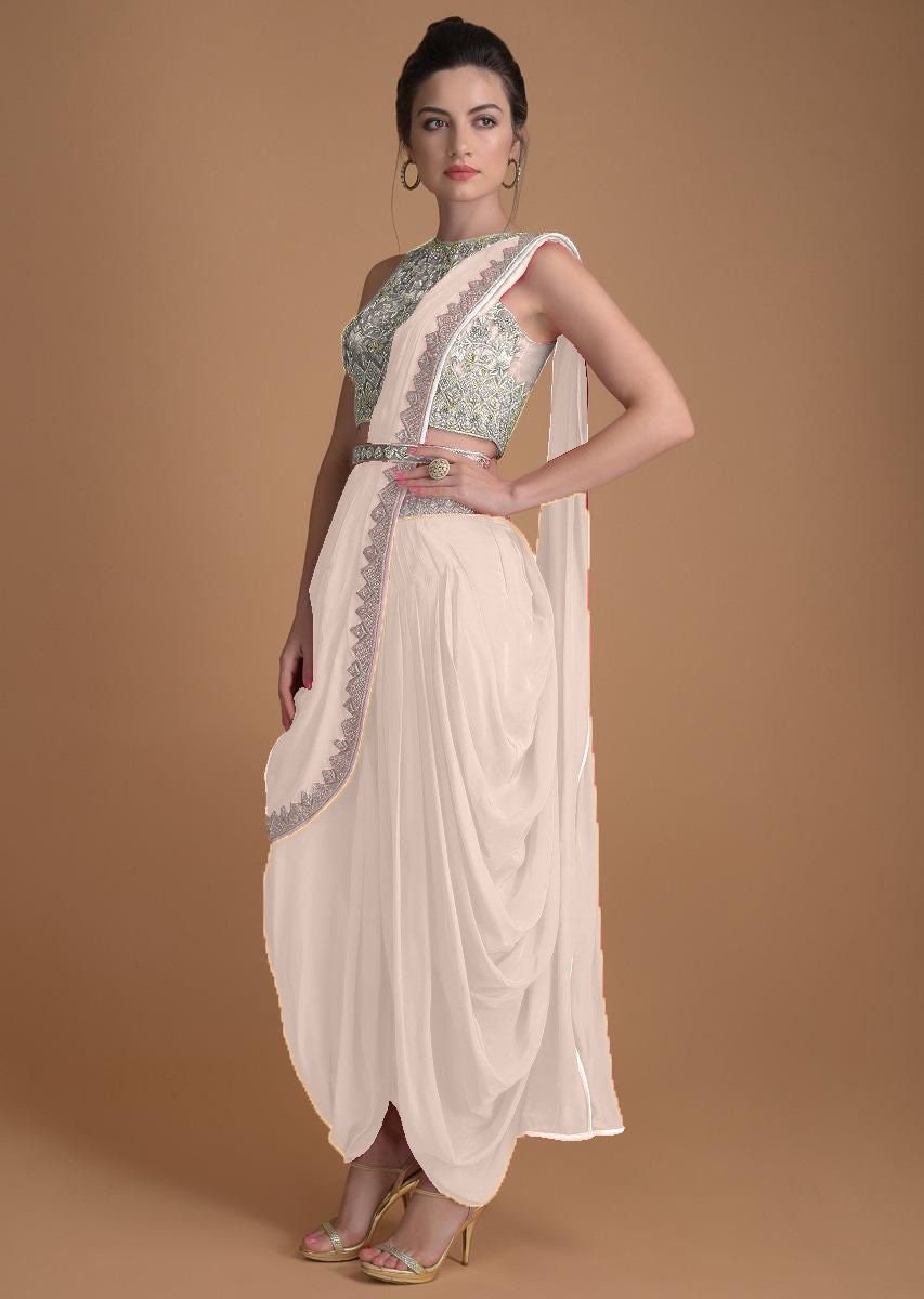 Dhoti Pants and Attached Dupatta Set 