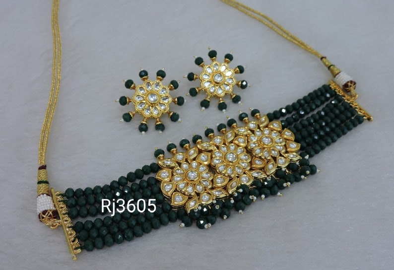 indian Jewelery,wedding ethnic jewellery Kundan Pearl Choker Earrings Set Wedding Bridal Jewellery Gift For Her