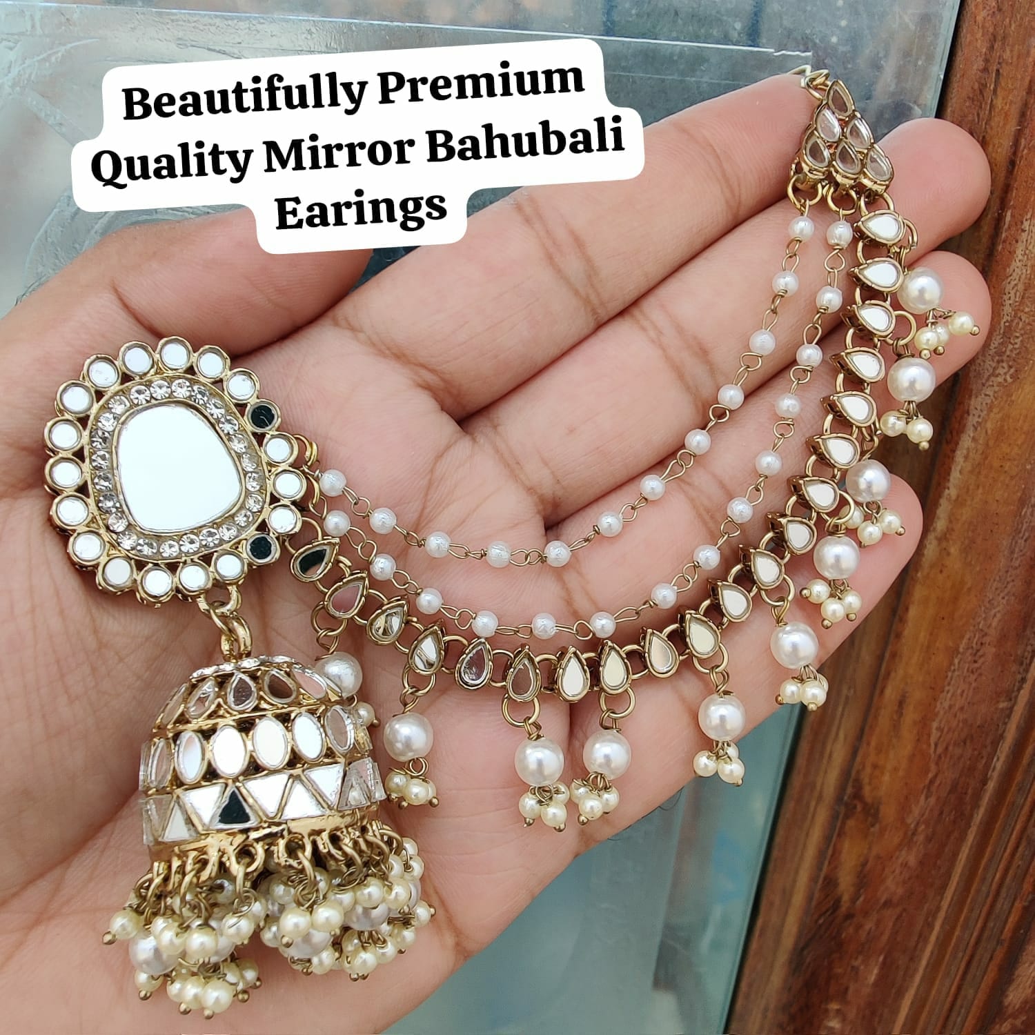 Buy Indian Traditional Wedding Jewelry/bollywood Baahubali Inspired Jhumki  Earrings With Hair Chain/ South Asian Jewellery/ Asian Jewellery Online in  India - Etsy