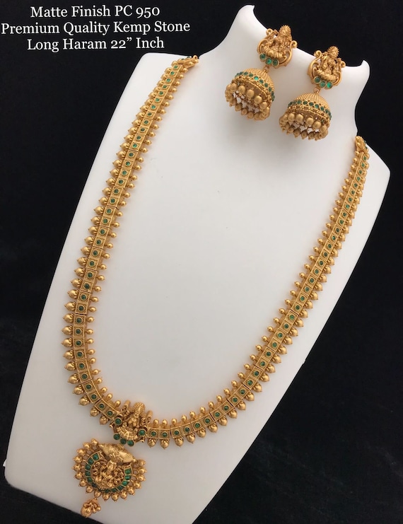 Real Kempu Indian Gold Long Necklace 