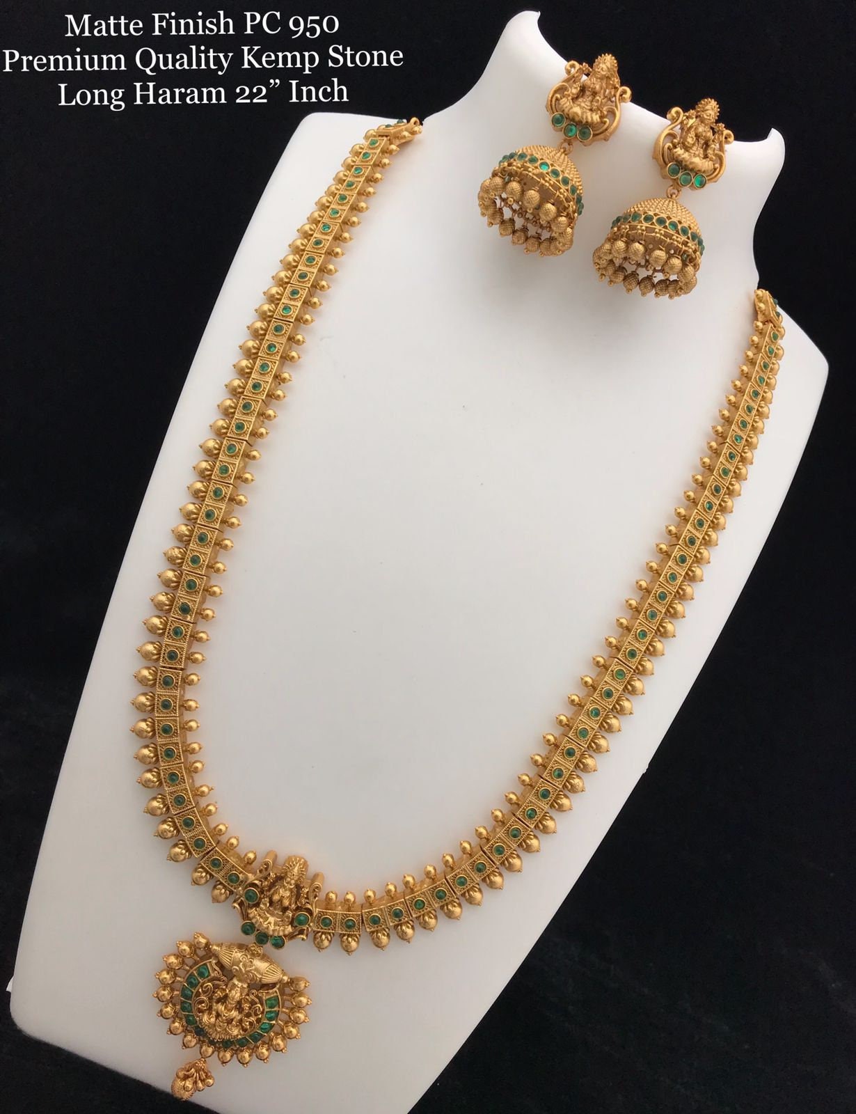 Real Kempu Indian Gold Long Necklace 