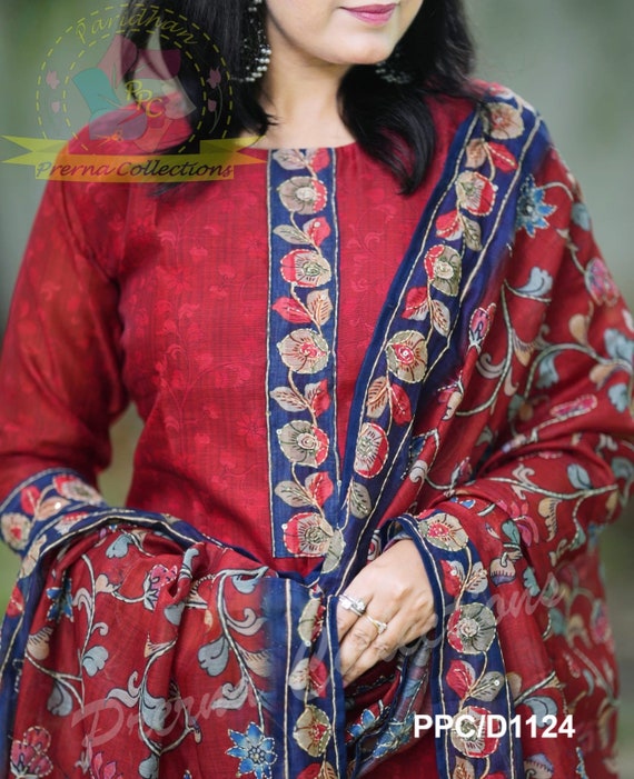 The super trending chanderi-silk kurti set for women (kurti with dupatta)