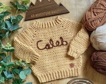 Acorn Jumper Crochet Pattern: Beginner Kids Sweater (PDF Download)