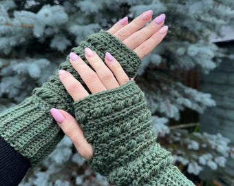 Maple Grove Fingerless Gloves Crochet Pattern, Crochet Wrist-Warmers, Mitts, Beginner Friendly, Tutorial PDF Download
