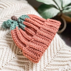 Pumpkin Beanie Crochet Pattern: Ribbed Unisex Hat (PDF DOWNLOAD)