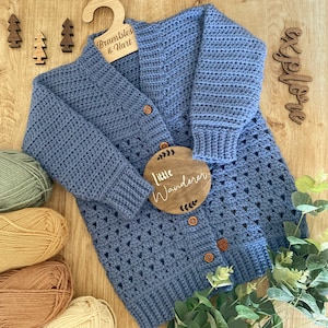 Little Pine Crochet Cardigan Pattern: Kids Granny Stitch (PDF DOWNLOAD)