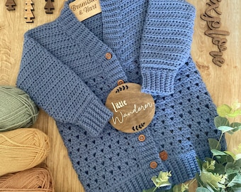 Little Pine Crochet Cardigan Pattern: Kids Granny Stitch (PDF DOWNLOAD)