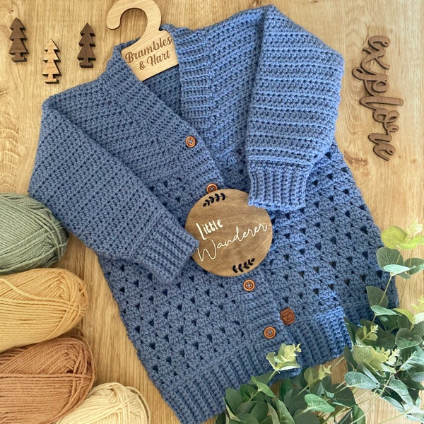 Little Pine Cardigan, Crochet Cardigan Pattern, Kids Cardigan Pattern, Crochet Pattern, Beginner Crochet, PDF DOWNLOAD