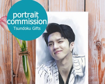 Comissão de retrato Kpop, retrato personalizado, arte digital, ilustração kpop