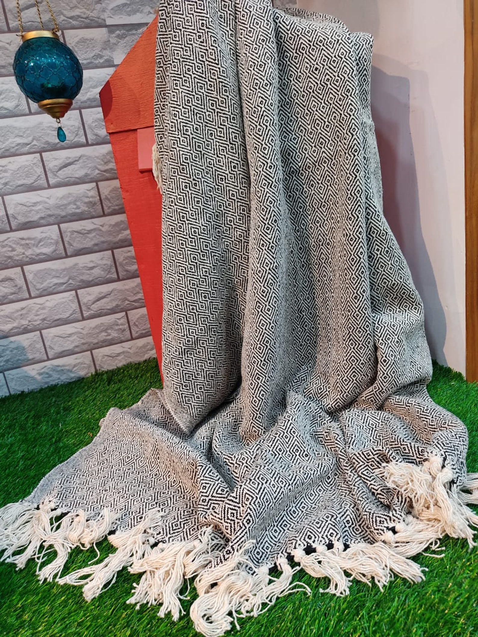 Ethnic Beach Blanket Hand Loomed Tufted throw Blanket Bohemian Etsy