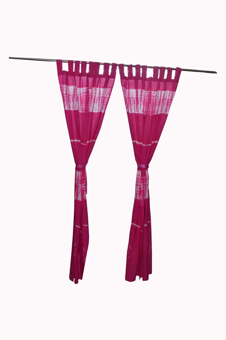 Bohemian curtain Boho decor Beach curtains pink and white Etsy