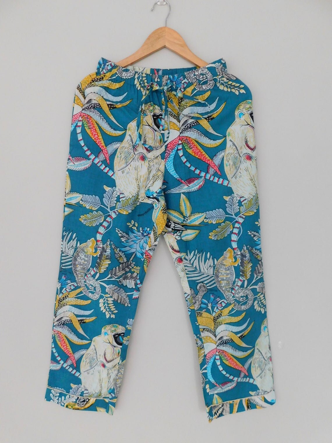 FULL LENGTH Monkey Print Blue Pajama Setmatching Pyjama Set | Etsy