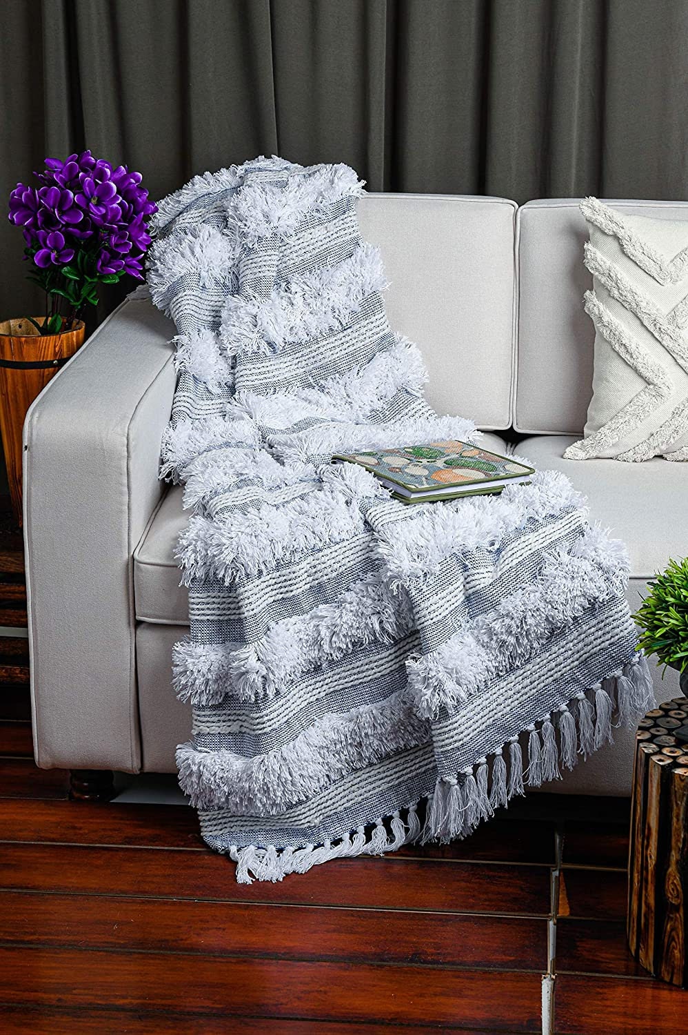 Cotton Knit Woven Throw Blanket with Tassels for WomenMen and Etsy