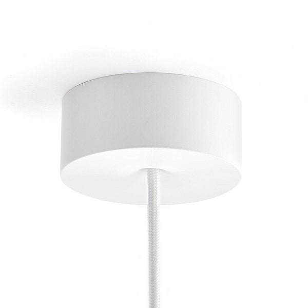 Beautiful Ceiling Rose Light fitting, LARGE Magnetic Canopy Kit with integrated strain relief. Polycarbonate, Matt White - Made in Germany