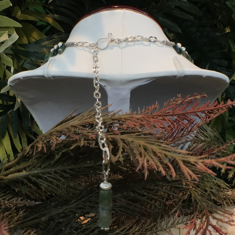 Moss Agate Collar~Warrior Jewelry ~Elven Necklace~Artisan Statement Necklace~Bohemian~Agate Necklace~Sterling Silver Jewelry