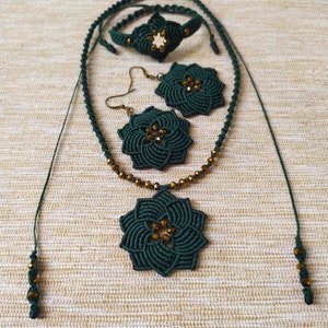 Macrame Mandala Necklace/Macrame Jewelry set/Boho macrame jewelry/Bohemian  jewelry/Hippie necklace/Tribal macrame necklace/Boho necklace