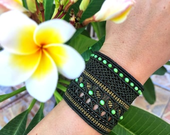 Wide Macrame Bracelet/Knotted Bracelet/Bohemian Jewelry/Boho bracelet/Hippie bracelet/Handwoven bracelet/Tribal macrame/Elegant bracelet