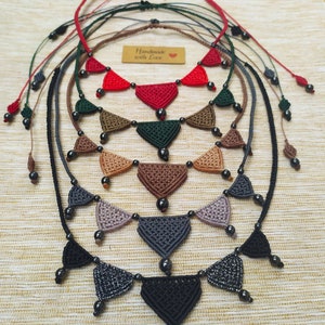 Hematite Choker/Macrame Choker Necklace/Casual Necklace/Boho Necklace/Hippie Choker/Woven choker necklace/Macrame Jewelry/Bohemian Choker