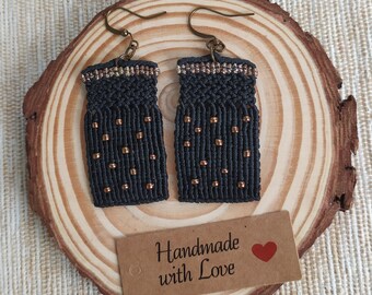 Boho Earrings/Macrame Earrings/Bohemian Earrings/Hippie Earrings/Gypsy Earrings/Tribal Earrings/Earrings Handmade/Beaded Earrings/mom gift