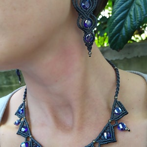 Macrame Necklace/Boho Necklace Set/Christmas necklace set/Macrame jewelry/Earrings Macrame/Hippie Necklace Set/Christmas gift/Gypsy style image 5