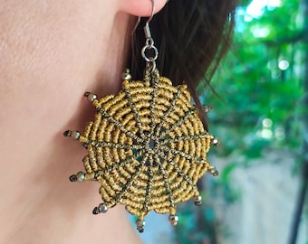 Mandala Earrings/Macrame Earrings/Boho Earrings/Hippie Earrings/Gypsy Earrings/Tribal Earrings/Bohemian Earrings/Earrings flower/mom gift