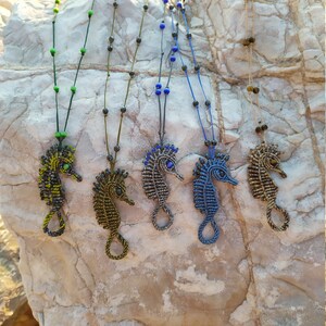 Sea Horse pendant/Sea Horse Necklace/Boho Macrame jewelry/Pendant necklace/Summer jewelry/Woven choker necklace/Bohemian Choker/Hippie jewel
