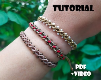 Tutorial de padrões/Padrão de macramê pdf/Tutorial de joias/Tutorial de pulseira de macramê/Tutorial de micro macramê/padrões de macramê/pulseira de miçangas