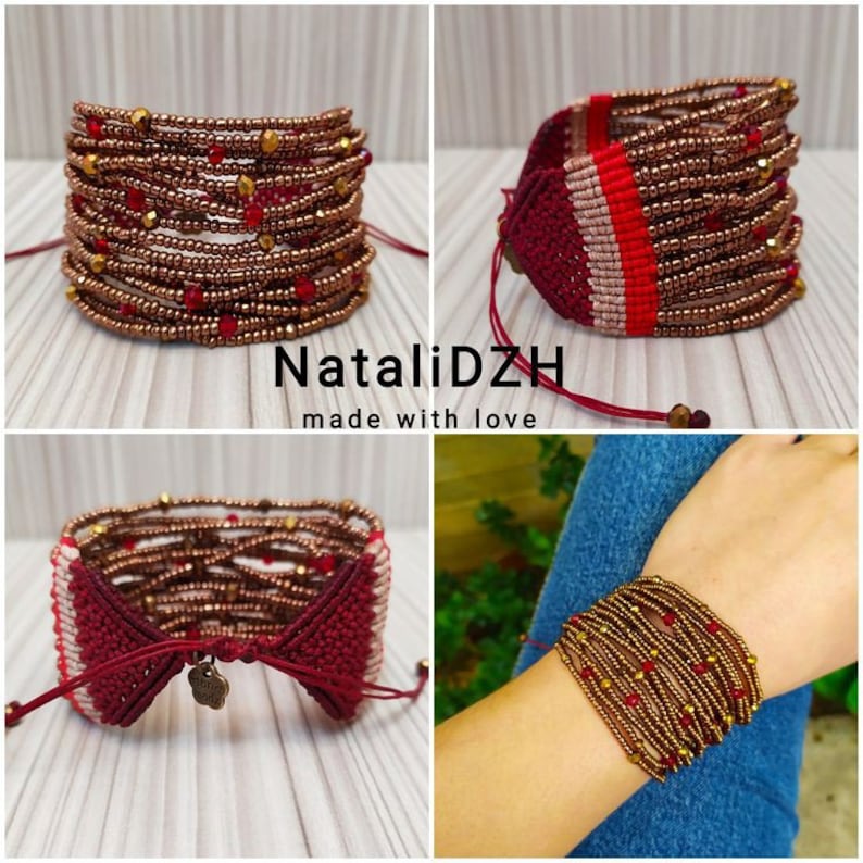 Tutorial Pattern/Macrame pattern pdf/Tutorial jewelry/Tutorial macrame bracelet/Micro macrame tutorial/macrame patterns/crystals bracelet image 4